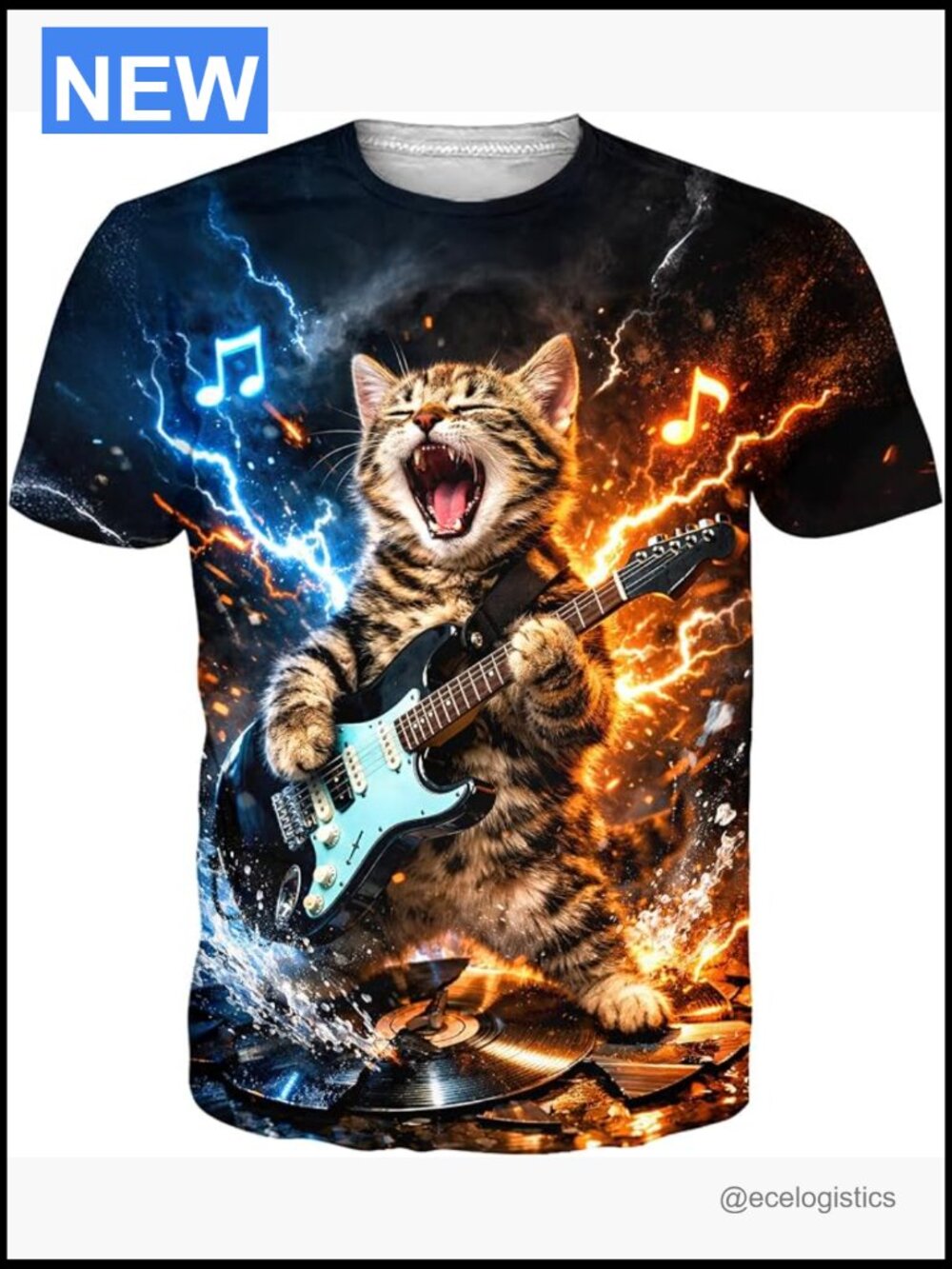 Funny 3D Graphic Tee Short Sleeve Crewneck T-Shirt